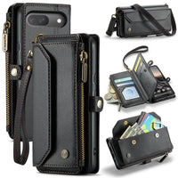 Buy Zipper Wallet Phone Case, RFID Blocking, Leather, Card Slots, for google pixel, Arora at Caseles-Google Pixel 9 Pro Fold, Aurora-Black
