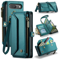 Buy Zipper Wallet Phone Case, RFID Blocking, Leather, Card Slots, for google pixel, Arora at Caseles-Google Pixel 9 Pro Fold, Aurora-Green
