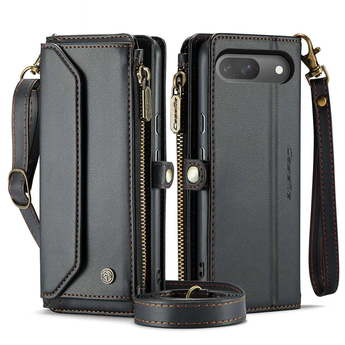 Buy Zipper Wallet Phone Case, RFID Blocking, Leather, Card Slots, for google pixel, Arora at Caseles-Google Pixel 9 Pro Fold, Aurora-Black