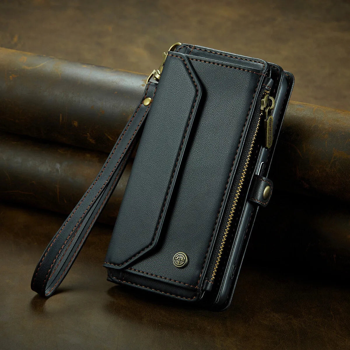 Buy Zipper Wallet Phone Case, RFID Blocking, Leather, Card Slots, for google pixel, Arora at Caseles-Google Pixel 9 Pro Fold, Aurora-Black