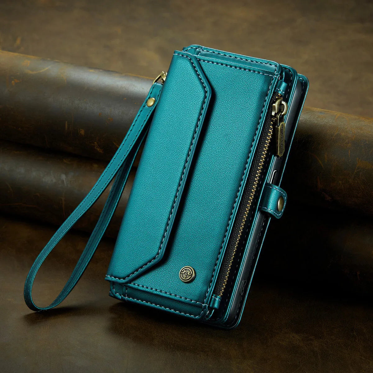 Buy Zipper Wallet Phone Case, RFID Blocking, Leather, Card Slots, for google pixel, Arora at Caseles-Google Pixel 9 Pro Fold, Aurora-Green
