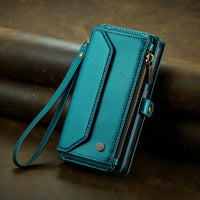 Buy Zipper Wallet Phone Case, RFID Blocking, Leather, Card Slots, for google pixel, Arora at Caseles-Google Pixel 9 Pro Fold, Aurora-Green