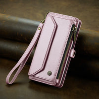 Buy Zipper Wallet Phone Case, RFID Blocking, Leather, Card Slots, for google pixel, Arora at Caseles-Google Pixel 9 Pro Fold, Aurora-Pink