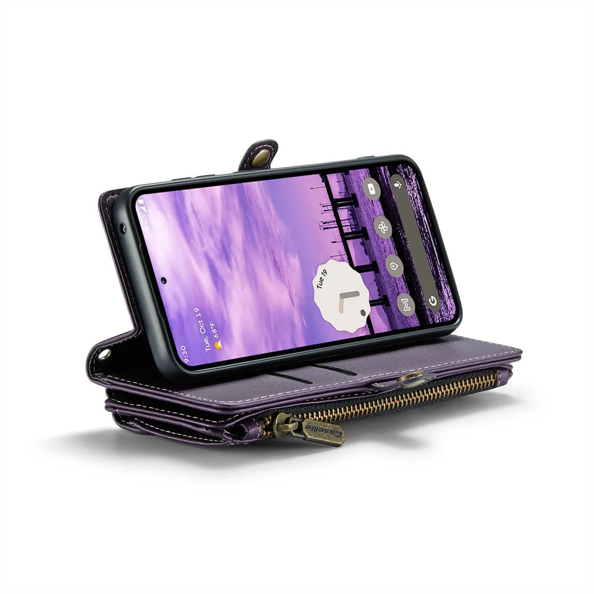 Buy Zipper Wallet Phone Case, RFID Blocking, Leather, Card Slots, for google pixel, Arora at Caseles-Google Pixel 9 Pro Fold, Aurora-Purple