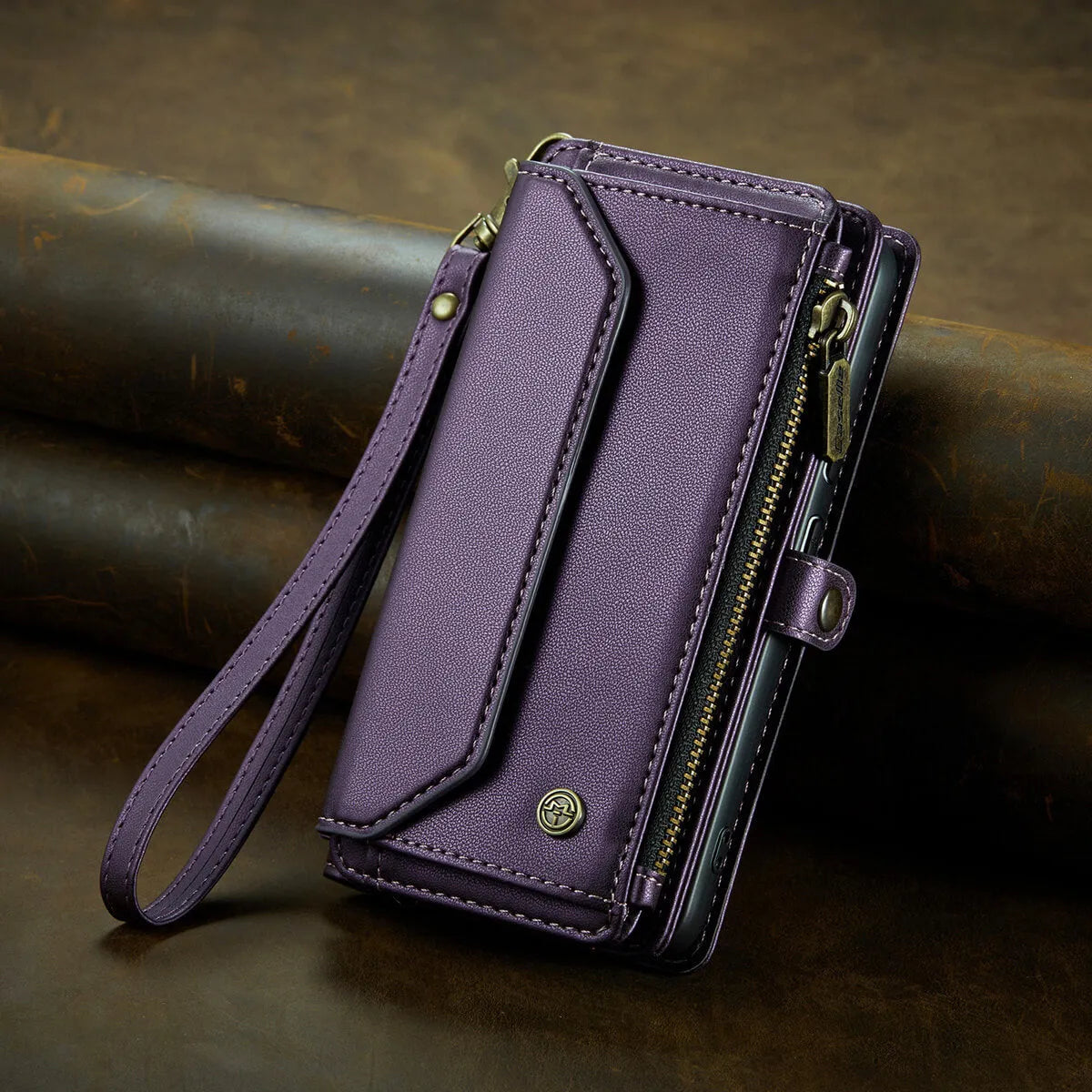 Buy Zipper Wallet Phone Case, RFID Blocking, Leather, Card Slots, for google pixel, Arora at Caseles-Google Pixel 9 Pro Fold, Aurora-Purple