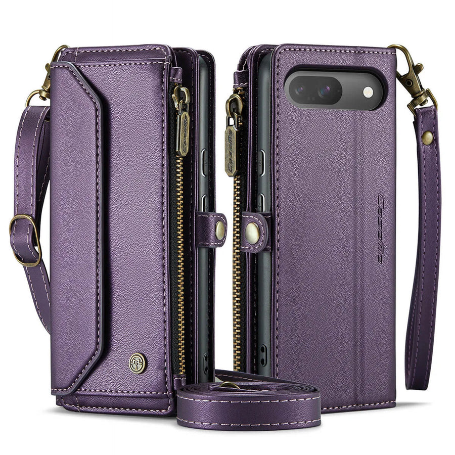 Buy Zipper Wallet Phone Case, RFID Blocking, Leather, Card Slots, for google pixel, Arora at Caseles-Google Pixel 9 Pro Fold, Aurora-Purple