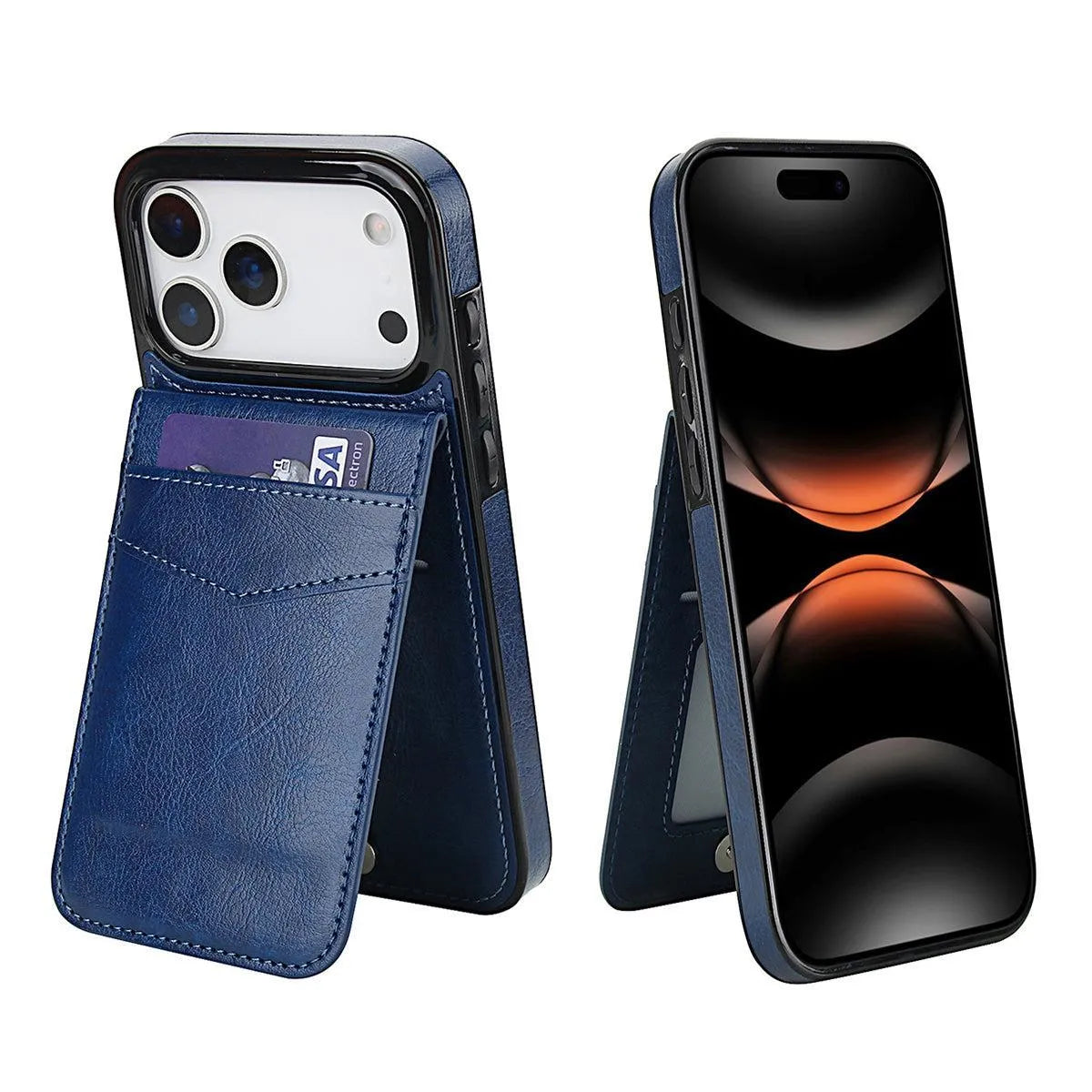 Buy Classic 5-6 Card Slots Wallet Phone Case, Premium Leather, Credit Card Holder, Flip, Kickstand Shockproof Case,Asher at Caseles-iPhone 17 Pro Max, Asher-Brown