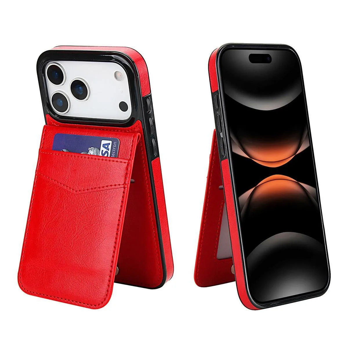 Buy Classic 5-6 Card Slots Wallet Phone Case, Premium Leather, Credit Card Holder, Flip, Kickstand Shockproof Case,Asher at Caseles-iPhone 17 Pro Max, Asher-Brown