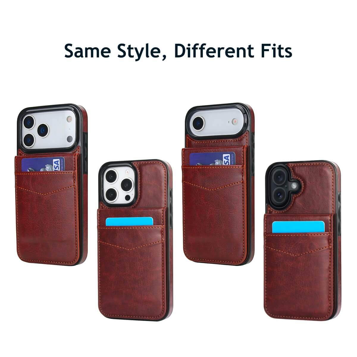 Buy Classic 5-6 Card Slots Wallet Phone Case, Premium Leather, Credit Card Holder, Flip, Kickstand Shockproof Case,Asher at Caseles-iPhone 17 Pro Max, Asher-Brown