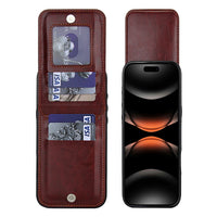 Buy Classic 5-6 Card Slots Wallet Phone Case, Premium Leather, Credit Card Holder, Flip, Kickstand Shockproof Case,Asher at Caseles-iPhone 17 Pro Max, Asher-Brown