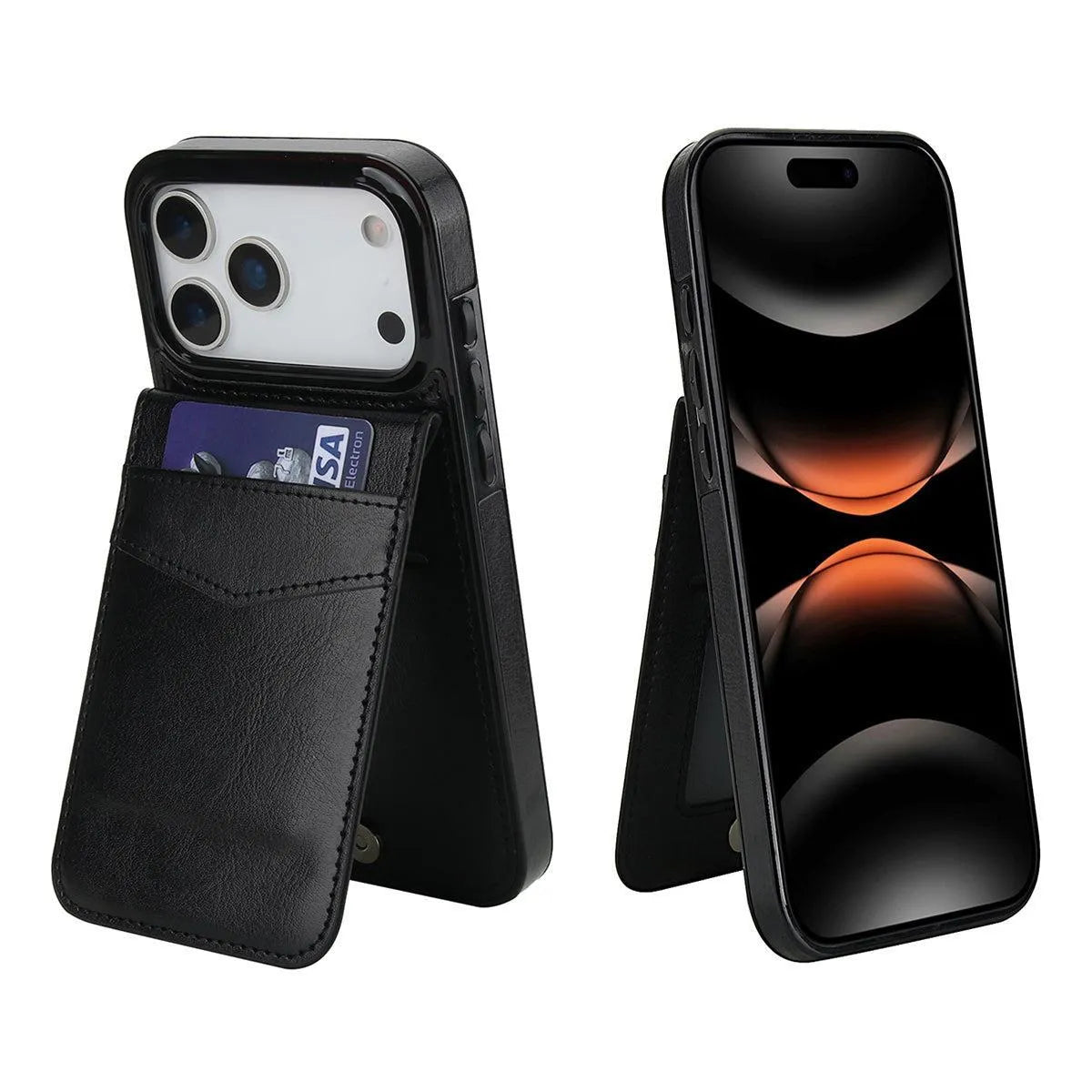 Buy Classic 5-6 Card Slots Wallet Phone Case, Premium Leather, Credit Card Holder, Flip, Kickstand Shockproof Case,Asher at Caseles-iPhone 17 Pro Max, Asher-Brown