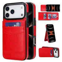 Buy Classic 5-6 Card Slots Wallet Phone Case, Premium Leather, Credit Card Holder, Flip, Kickstand Shockproof Case,Asher at Caseles-iPhone 17 Pro Max, Athena-Red