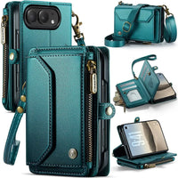 Buy Multifunctional Leather Crossbody Wallet Case with RFID Blocking & Wireless Charging for iPhone Duo - Aurelia at Caseles-iPhone Duo, Aurora-Green