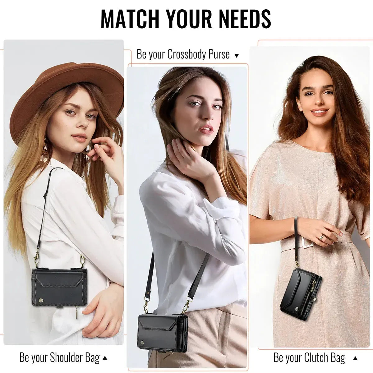 Buy Multifunctional Leather Crossbody Wallet Case with RFID Blocking & Wireless Charging for iPhone Duo - Aurelia at Caseles-iPhone Duo, Aurora-Purple