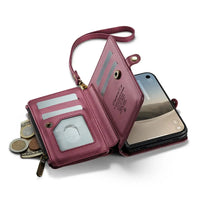 Buy Multifunctional Leather Crossbody Wallet Case with RFID Blocking & Wireless Charging for iPhone Duo - Aurelia at Caseles-iPhone Duo, Aurora-Purple