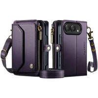 Buy Multifunctional Leather Crossbody Wallet Case with RFID Blocking & Wireless Charging for iPhone Duo - Aurelia at Caseles-iPhone Duo, Aurora-Purple