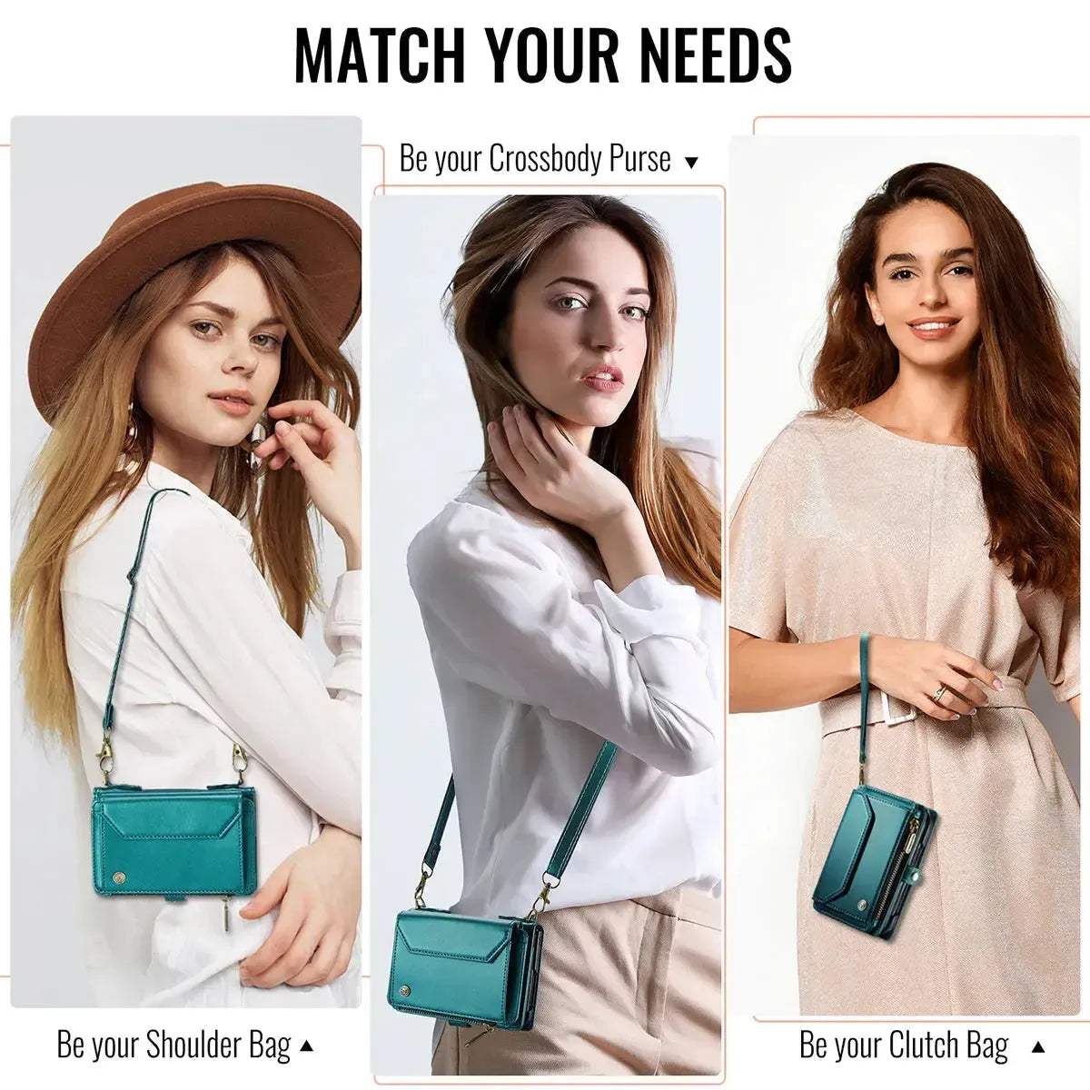 Buy Multifunctional Leather Crossbody Wallet Case with RFID Blocking & Wireless Charging for iPhone Duo - Aurelia at Caseles-iPhone Duo, Aurora-Purple