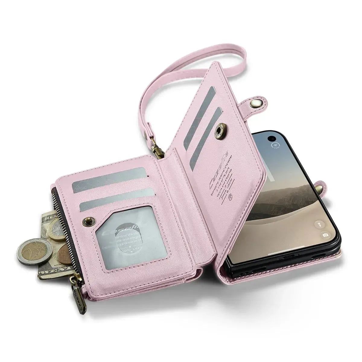 Buy Multifunctional Leather Crossbody Wallet Case with RFID Blocking & Wireless Charging for iPhone Duo - Aurelia at Caseles-iPhone Duo, Aurora-Purple
