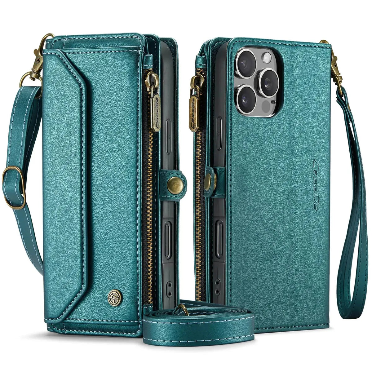 Buy Zipper Wallet Phone Case, RFID Blocking, Leather, Card Slots, for iPhone, Aurora at Caseles-iPhone 16 Pro Max, Aurora-Purple