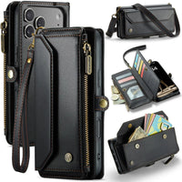 Buy Zipper Wallet Phone Case, RFID Blocking, Leather, Card Slots, for iPhone, Aurora at Caseles-iPhone 17 Pro Max, Aurora-Black