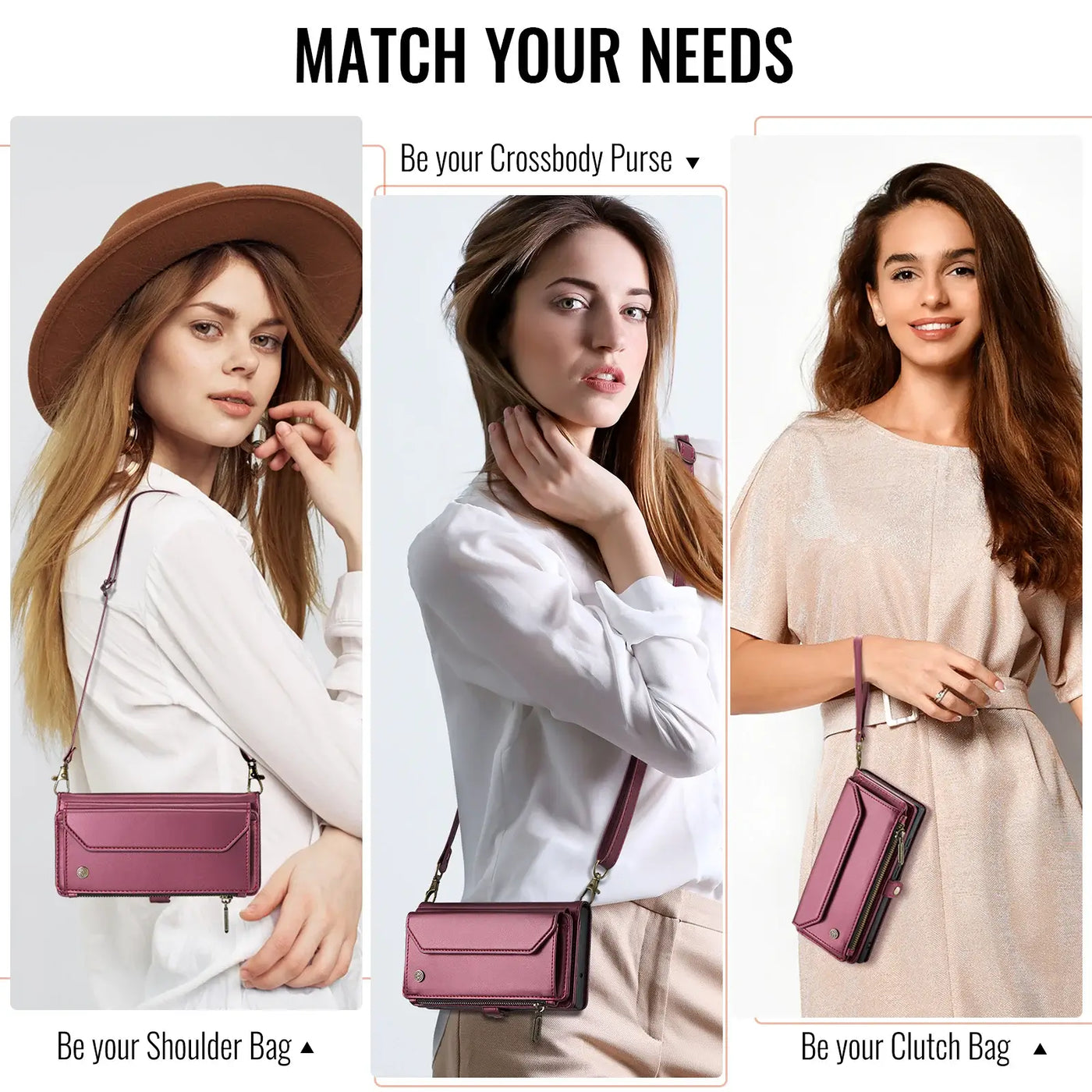Buy Zipper Wallet Phone Case, RFID Blocking, Leather, Card Slots, for iPhone, Aurora at Caseles-iPhone 17 Pro Max, Aurora-Purple