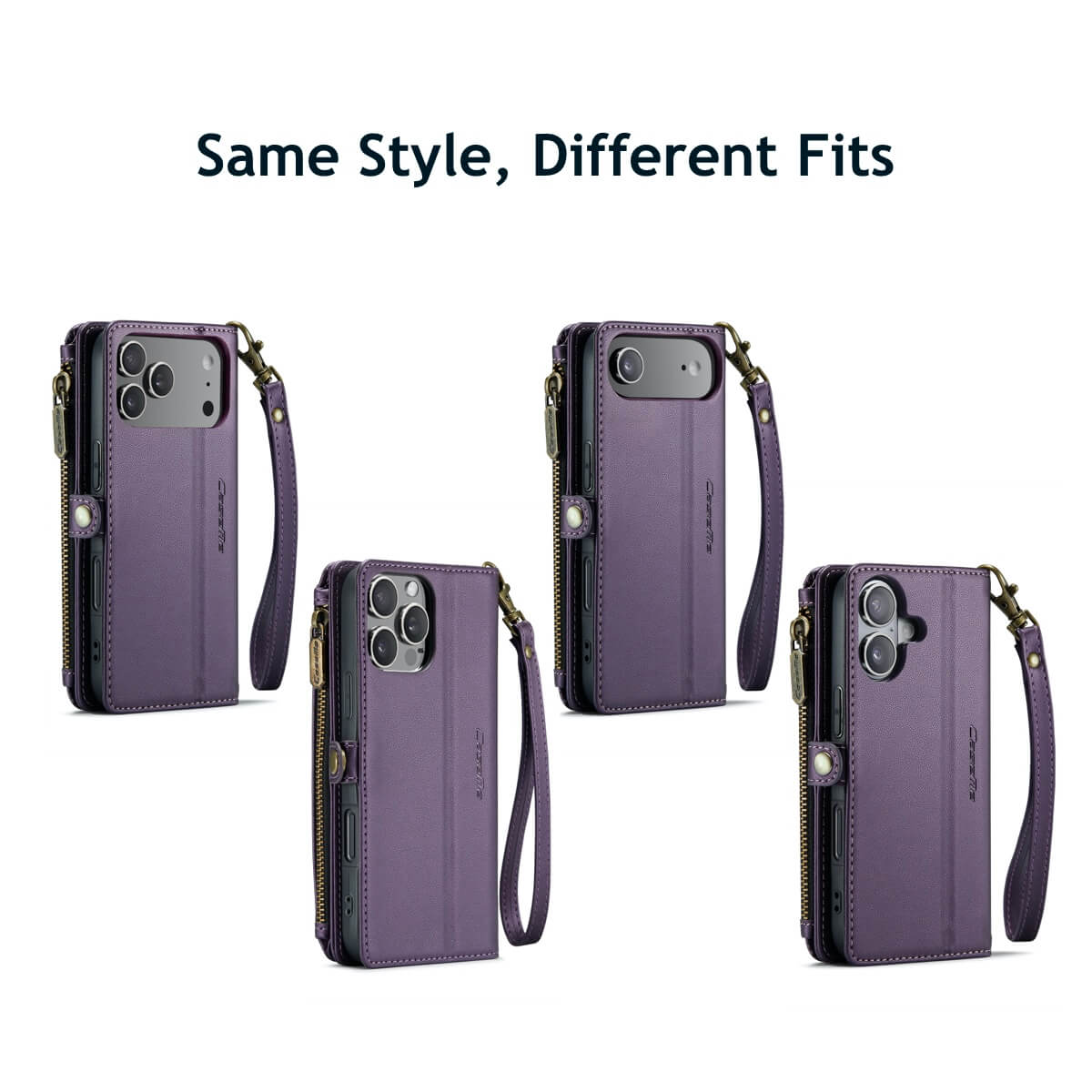 Buy Zipper Wallet Phone Case, RFID Blocking, Leather, Card Slots, for iPhone, Aurora at Caseles-iPhone 17 Pro Max, Aurora-Purple