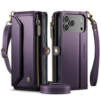 Buy Zipper Wallet Phone Case, RFID Blocking, Leather, Card Slots, for iPhone, Aurora at Caseles-iPhone 17 Pro Max, Aurora-Purple