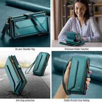 Buy Zipper Wallet Phone Case, RFID Blocking, Leather, Card Slots, for iPhone, Aurora at Caseles-iPhone 17 Pro Max, Aurora-Purple