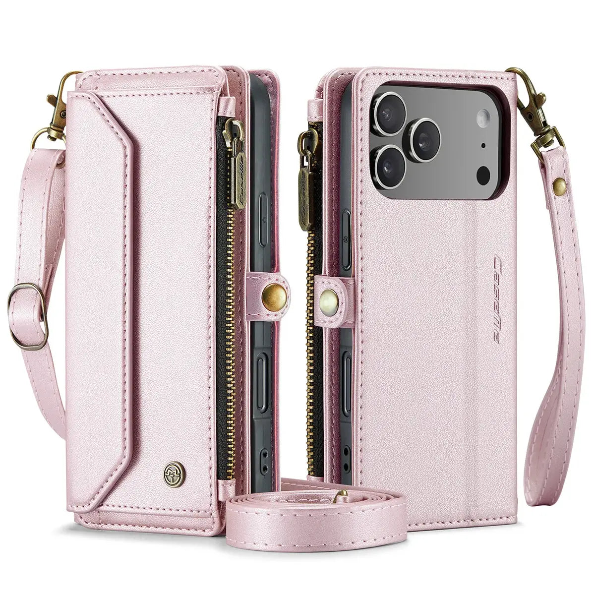 Buy Zipper Wallet Phone Case, RFID Blocking, Leather, Card Slots, for iPhone, Aurora at Caseles-iPhone 17 Pro Max, Aurora-Purple