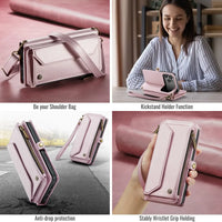 Buy Zipper Wallet Phone Case, RFID Blocking, Leather, Card Slots, for iPhone, Aurora at Caseles-iPhone 17 Pro Max, Aurora-Purple