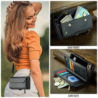 Buy Zipper Wallet Phone Case, RFID Blocking, Leather, Card Slots, for iPhone, Aurora at Caseles-iPhone 17 Pro Max, Aurora-Purple