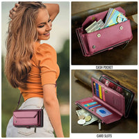 Buy Zipper Wallet Phone Case, RFID Blocking, Leather, Card Slots, for iPhone, Aurora at Caseles-iPhone 17 Pro Max, Aurora-Purple