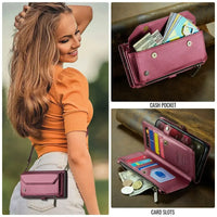 Buy Zipper Wallet Phone Case, RFID Blocking, Leather, Card Slots, for iPhone, Aurora at Caseles-iPhone 17 Pro Max, Aurora-Purple