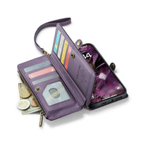 Buy Zipper Wallet Phone Case, RFID Blocking, Leather, Card Slots, for iPhone, Aurora at Caseles-iPhone 17 Pro Max, Aurora-Purple