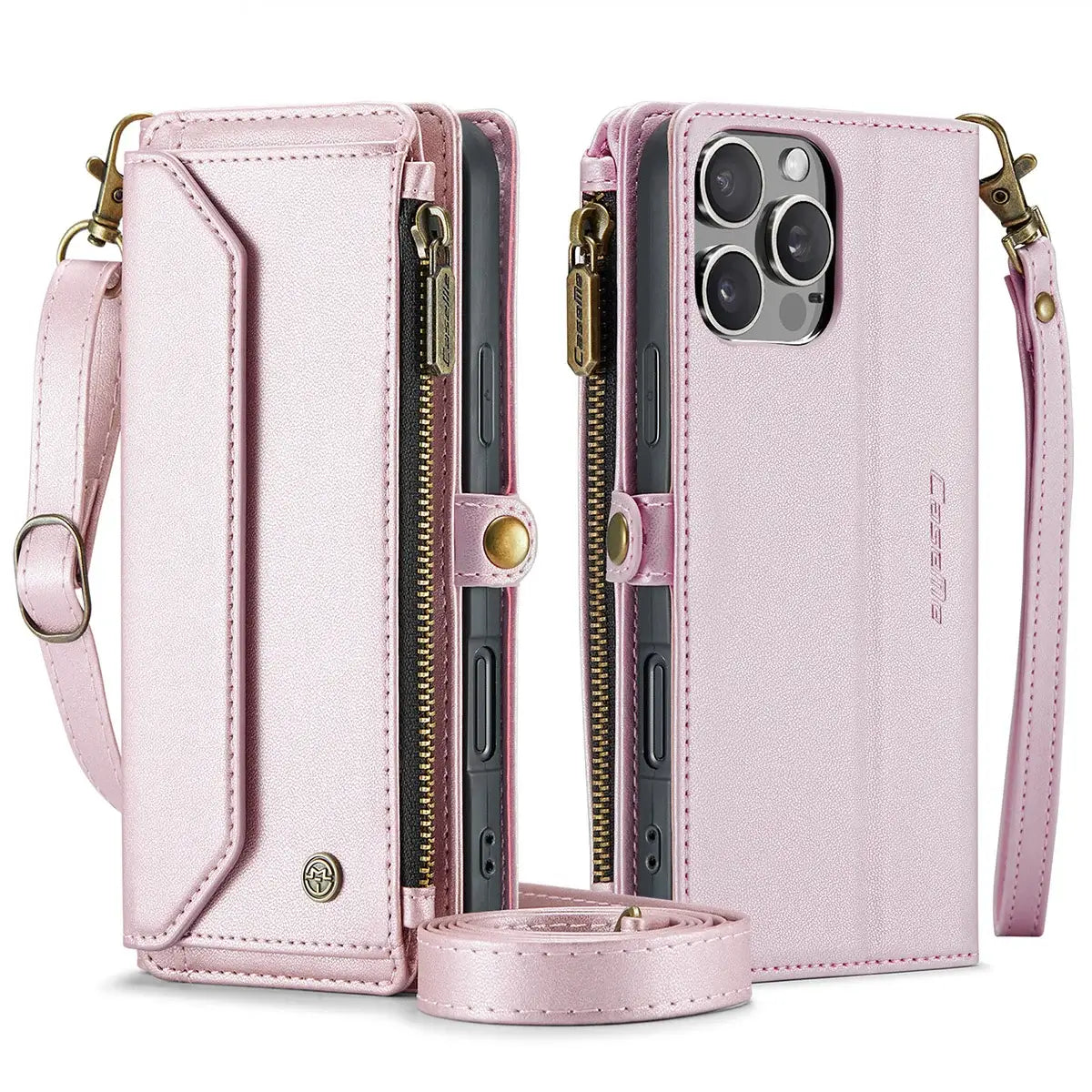Buy Zipper Wallet Phone Case, RFID Blocking, Leather, Card Slots, for iPhone, Aurora at Caseles-iPhone 17 Pro Max, Aurora-Purple