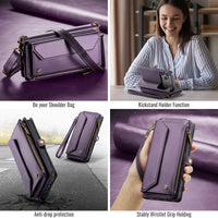 Buy Zipper Wallet Phone Case, RFID Blocking, Leather, Card Slots, for iPhone, Aurora at Caseles-iPhone 17 Pro Max, Aurora-Purple