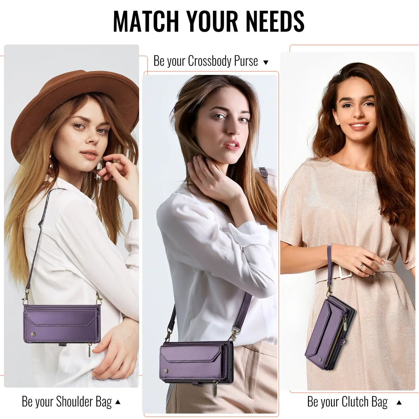 Buy Zipper Wallet Phone Case, RFID Blocking, Leather, Card Slots, for iPhone, Aurora at Caseles-iPhone 17 Pro Max, Aurora-Purple