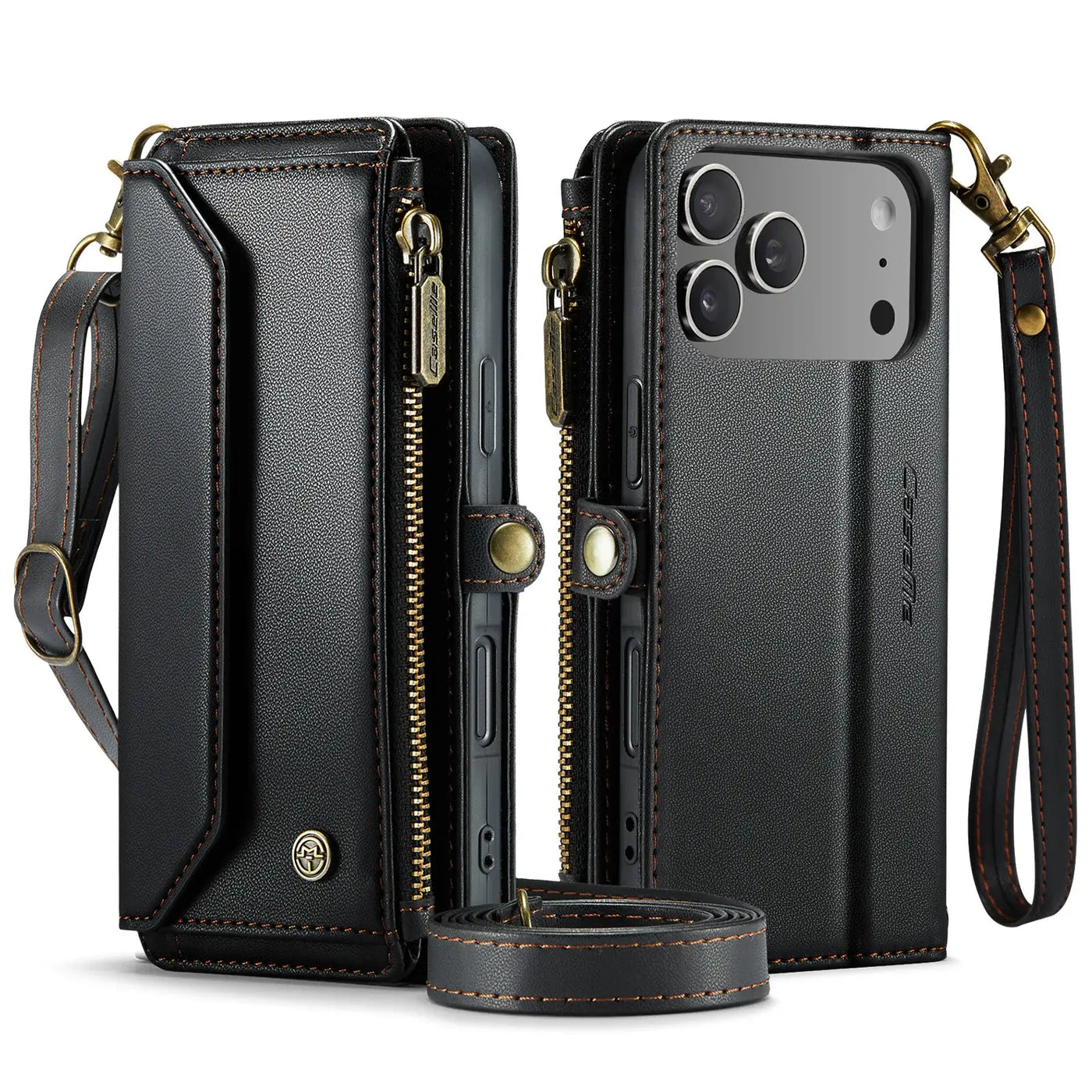 Buy Zipper Wallet Phone Case, RFID Blocking, Leather, Card Slots, for iPhone, Aurora at Caseles-iPhone 17 Pro Max, Aurora-Purple
