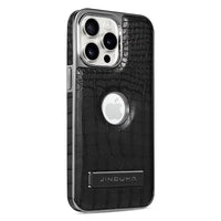 Buy Magnetic PU Leather Case for iPhone Series, Slim Fit Shockproof Back Cover with Integrated Kickstand & Wireless Charging Support - AXON at Caseles-iPhone 17 Pro Max, Black