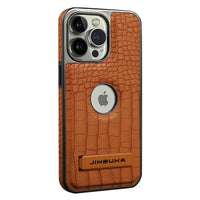 Buy Magnetic PU Leather Case for iPhone Series, Slim Fit Shockproof Back Cover with Integrated Kickstand & Wireless Charging Support - AXON at Caseles-iPhone 17 Pro Max, Bronze