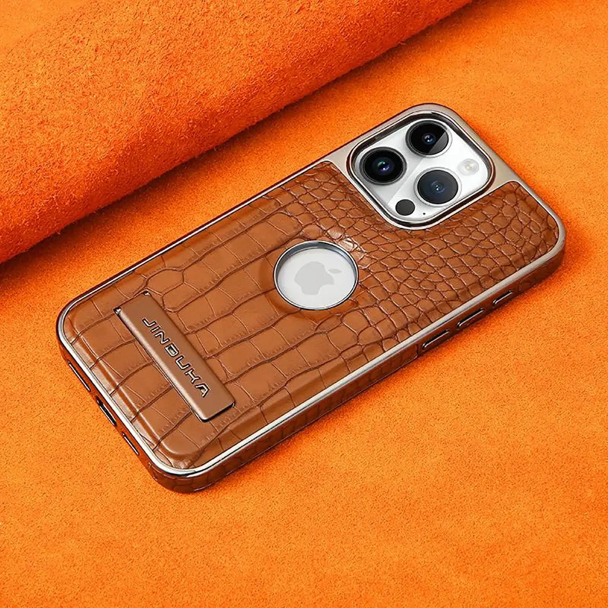 Buy Magnetic PU Leather Case for iPhone Series, Slim Fit Shockproof Back Cover with Integrated Kickstand & Wireless Charging Support - AXON at Caseles-iPhone 17 Pro Max, Brown