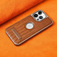 Buy Magnetic PU Leather Case for iPhone Series, Slim Fit Shockproof Back Cover with Integrated Kickstand & Wireless Charging Support - AXON at Caseles-iPhone 17 Pro Max, Brown