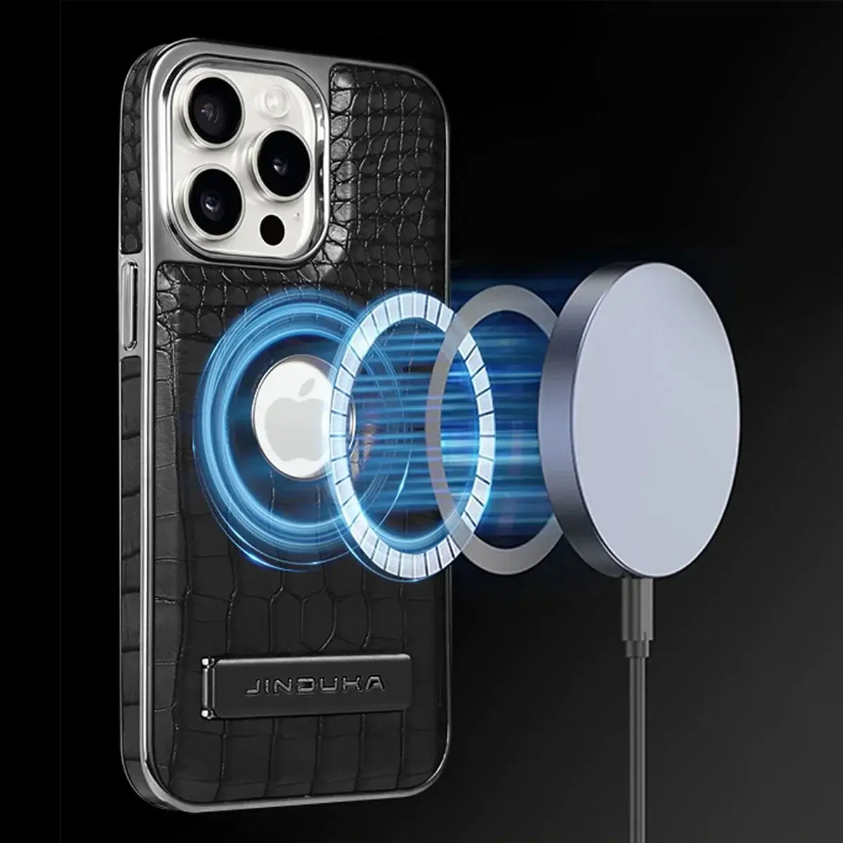 Buy Magnetic PU Leather Case for iPhone Series, Slim Fit Shockproof Back Cover with Integrated Kickstand & Wireless Charging Support - AXON at Caseles-iPhone 17 Pro Max, Brown