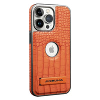 Buy Magnetic PU Leather Case for iPhone Series, Slim Fit Shockproof Back Cover with Integrated Kickstand & Wireless Charging Support - AXON at Caseles-iPhone 17 Pro Max, Orange