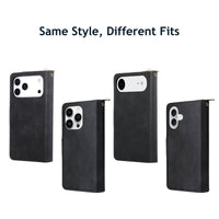 Buy Classic Wallet Phone Case, 9 Card Slots, Premium Leather, Credit Card Holder, Shockproof Case , BALDER at Caseles-iPhone 17 Pro Max, Balder-Black