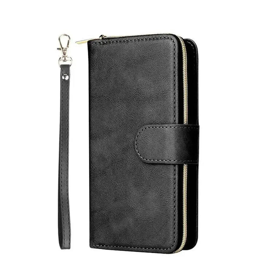 Coque Portefeuille IPhone 17 Pro - Cuir PU, Rabat Magnétique, 2 Emplacements Cartes, Fonction Support, Protection Anti-chocs, Noir