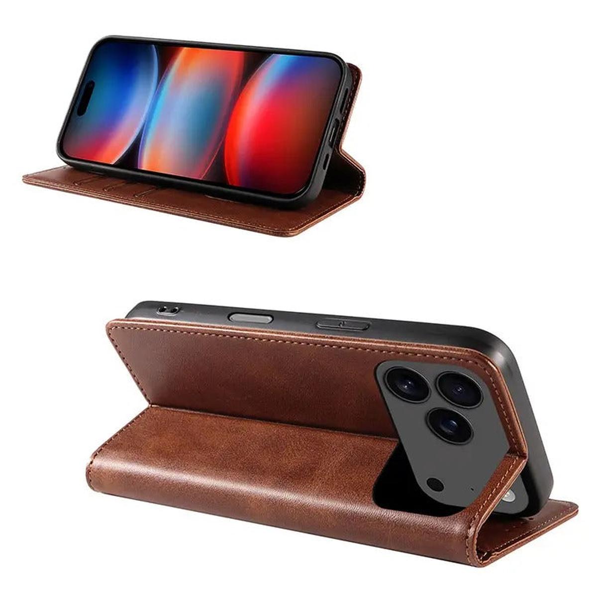 Buy Magnetic Folio Wallet Phone Case, Premium Leather, Credit Card Holder, Magnetic Closure, Flip Kickstand Shockproof Case, Barnaby at Caseles-iPhone 17 Pro Max, Barnaby-Brown