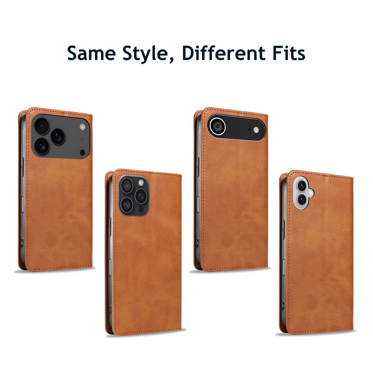 Buy Magnetic Folio Wallet Phone Case, Premium Leather, Credit Card Holder, Magnetic Closure, Flip Kickstand Shockproof Case, Barnaby at Caseles-iPhone 17 Pro Max, Barnaby-Brown