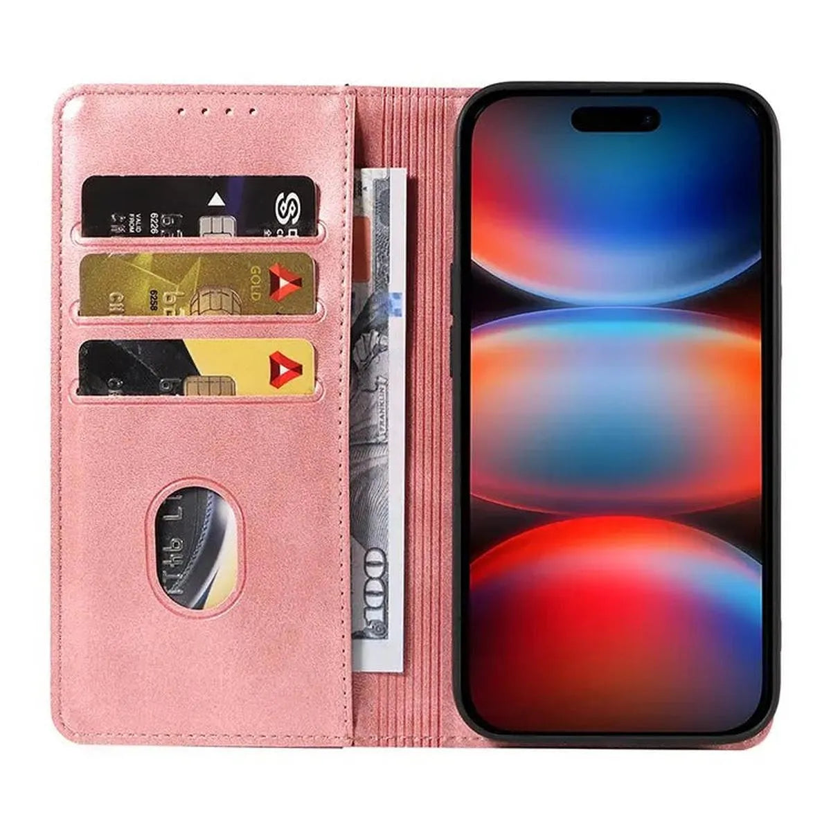 Buy Magnetic Folio Wallet Phone Case, Premium Leather, Credit Card Holder, Magnetic Closure, Flip Kickstand Shockproof Case, Barnaby at Caseles-iPhone 17 Pro Max, Barnaby-Brown