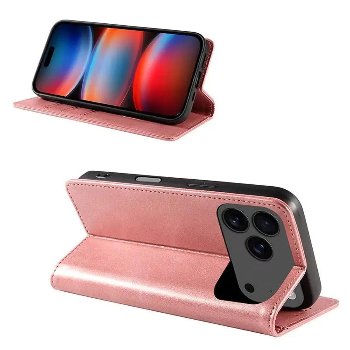 Buy Magnetic Folio Wallet Phone Case, Premium Leather, Credit Card Holder, Magnetic Closure, Flip Kickstand Shockproof Case, Barnaby at Caseles-iPhone 17 Pro Max, Barnaby-Brown